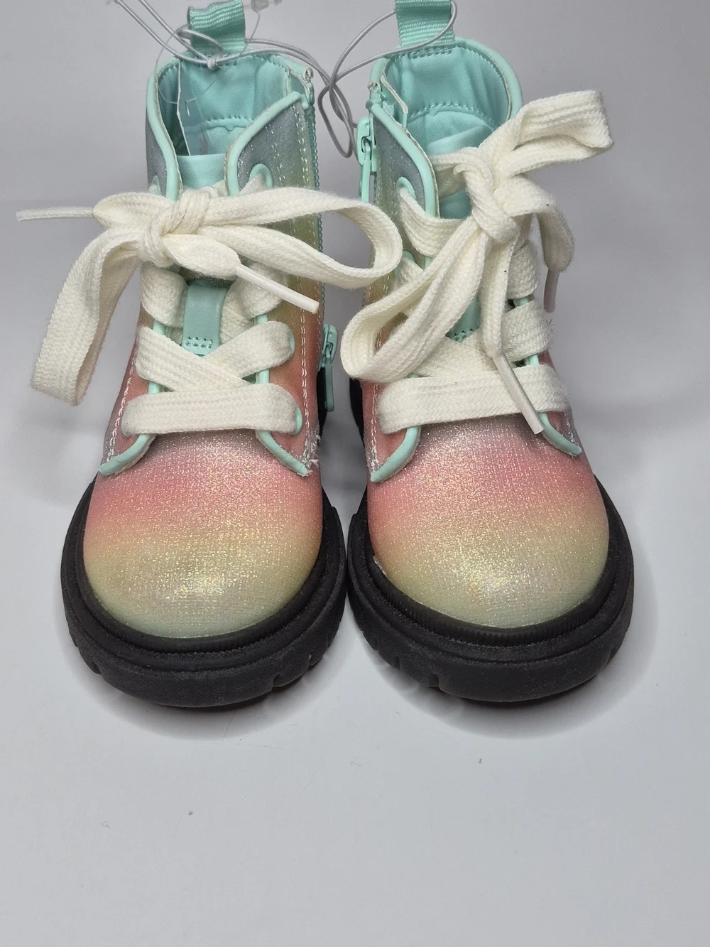 Cat & Jack Pastel Ombre Lace-Up Boots in Mint and Pink
